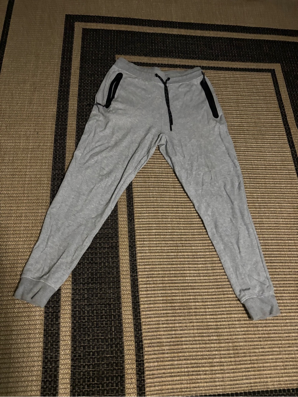 Light Gray Men's Jogger Sweatpants with Black Trim